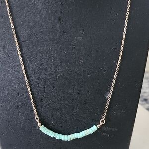 Elegant Gold Tone and Mint Beaded Necklace
